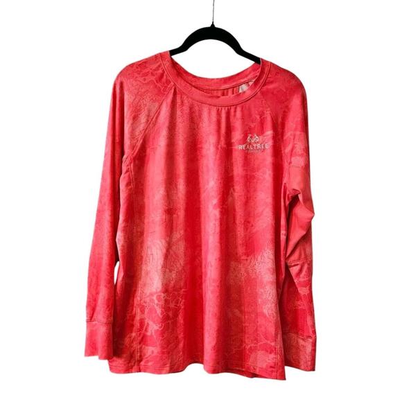 RealTree Fishing Womens LG Long Sleeve Pink Dri-Fit Shirt LOGO Stretch Outdoors - Picture 1 of 5